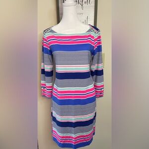 LILLY PULITZER UPF 50+ SOPHIE DRESS 3/4 SLEEVES MULTICOLORED SIZE MEDIUM NWOT.